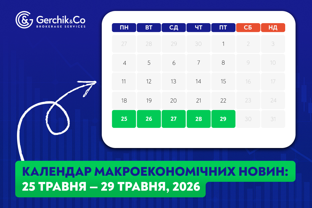 Макроекономічний календар (25 – 29 травня 2026 року)